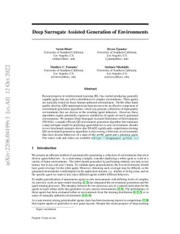 Deep Surrogate Assisted Generation of Environments