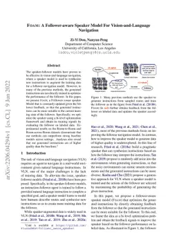 FOAM: A Follower-aware Speaker Model For Vision-and-Language Navigation