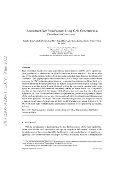 Reconstruct Face from Features Using GAN Generator as a Distribution
  Constraint