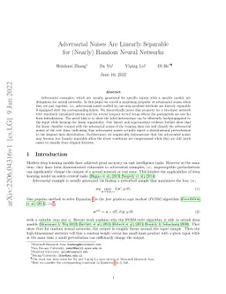 Adversarial Noises Are Linearly Separable for (Nearly) Random Neural
  Networks