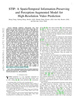 STIP: A SpatioTemporal Information-Preserving and Perception-Augmented
  Model for High-Resolution Video Prediction