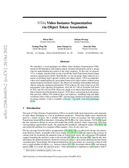 VITA: Video Instance Segmentation via Object Token Association
