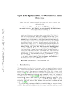 Open ERP System Data For Occupational Fraud Detection
