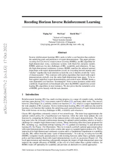 Receding Horizon Inverse Reinforcement Learning