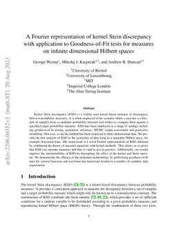 A Fourier representation of kernel Stein discrepancy with application to
  Goodness-of-Fit tests for measures on infinite dimensional Hilbert spaces