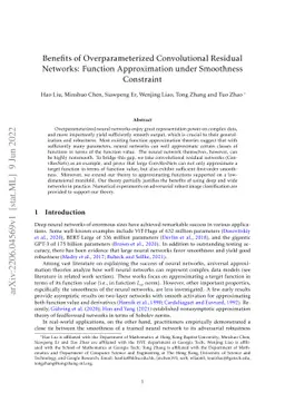 Benefits of Overparameterized Convolutional Residual Networks: Function
  Approximation under Smoothness Constraint