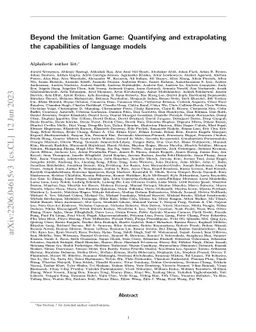 Beyond the Imitation Game: Quantifying and extrapolating the
  capabilities of language models