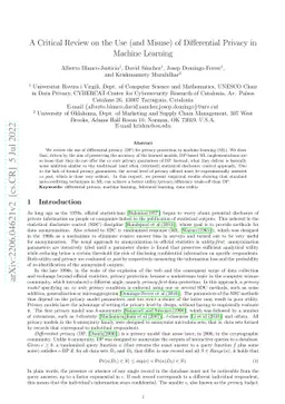 A Critical Review on the Use (and Misuse) of Differential Privacy in
  Machine Learning