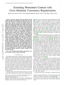 Extending Momentum Contrast with Cross Similarity Consistency
  Regularization