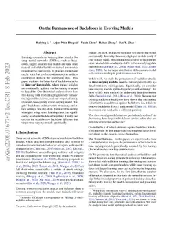 On the Permanence of Backdoors in Evolving Models