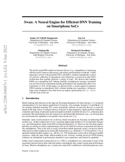 Swan: A Neural Engine for Efficient DNN Training on Smartphone SoCs