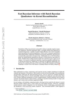 Fast Bayesian Inference with Batch Bayesian Quadrature via Kernel
  Recombination