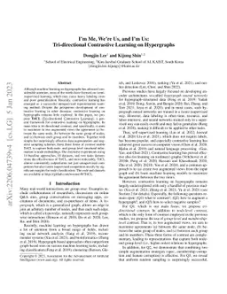 I'm Me, We're Us, and I'm Us: Tri-directional Contrastive Learning on
  Hypergraphs