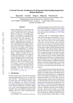 A Neural Network Architecture for Program Understanding Inspired by
  Human Behaviors