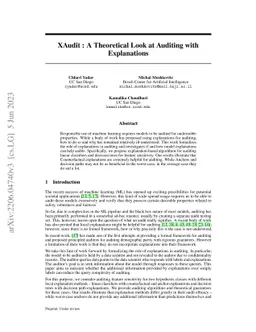 XAudit : A Theoretical Look at Auditing with Explanations