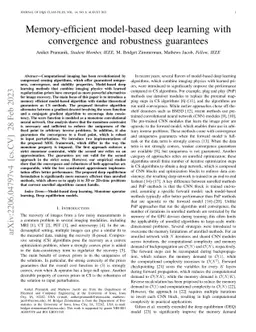 Memory-efficient model-based deep learning with convergence and
  robustness guarantees