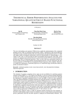 Theoretical Error Performance Analysis for Variational Quantum Circuit
  Based Functional Regression