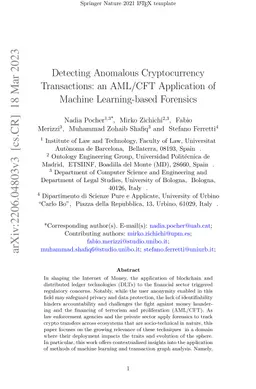 Detecting Anomalous Cryptocurrency Transactions: an AML/CFT Application
  of Machine Learning-based Forensics