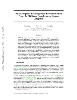 PatchComplete: Learning Multi-Resolution Patch Priors for 3D Shape
  Completion on Unseen Categories