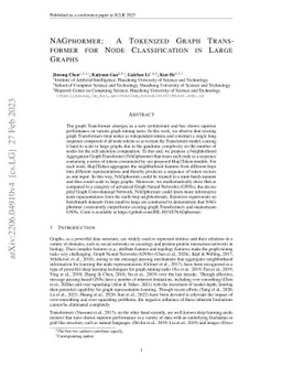 NAGphormer: A Tokenized Graph Transformer for Node Classification in
  Large Graphs