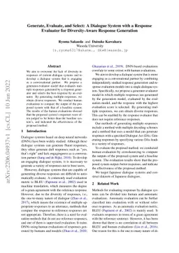 Generate, Evaluate, and Select: A Dialogue System with a Response
  Evaluator for Diversity-Aware Response Generation