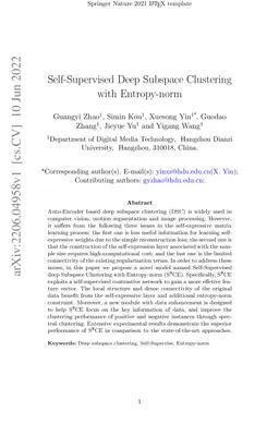 Self-Supervised Deep Subspace Clustering with Entropy-norm