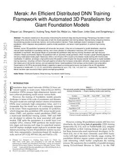Merak: An Efficient Distributed DNN Training Framework with Automated 3D
  Parallelism for Giant Foundation Models