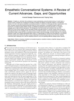 Empathetic Conversational Systems: A Review of Current Advances, Gaps,
  and Opportunities