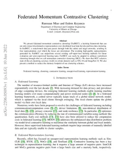Federated Momentum Contrastive Clustering