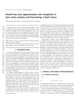 Hankel low-rank approximation and completion in time series analysis and
  forecasting: a brief review