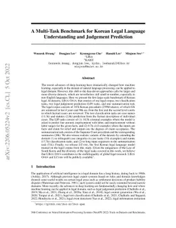 A Multi-Task Benchmark for Korean Legal Language Understanding and
  Judgement Prediction