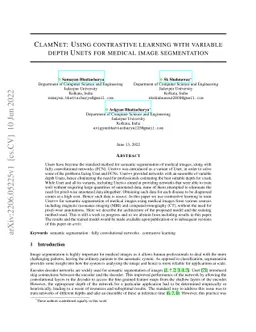 ClamNet: Using contrastive learning with variable depth Unets for
  medical image segmentation