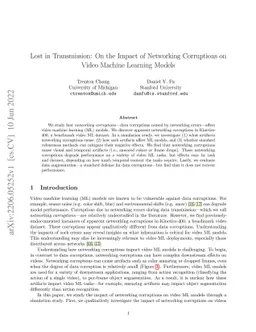 Lost in Transmission: On the Impact of Networking Corruptions on Video
  Machine Learning Models