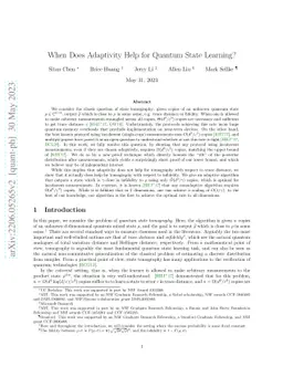 When Does Adaptivity Help for Quantum State Learning?