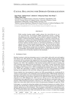 Causal Balancing for Domain Generalization