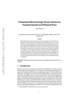 Poissonian Blurred Image Deconvolution by Framelet based Local Minimal
  Prior