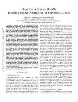 Object as a Service (OaaS): Enabling Object Abstraction in Serverless
  Clouds