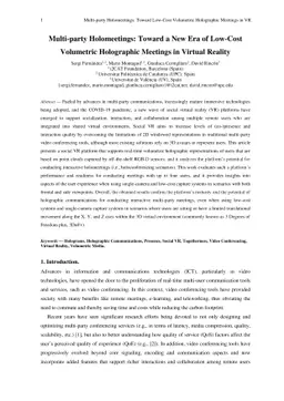 Multi-party Holomeetings: Toward a New Era of Low-Cost Volumetric
  Holographic Meetings in Virtual Reality