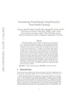 Guaranteeing Timed Opacity using Parametric Timed Model Checking