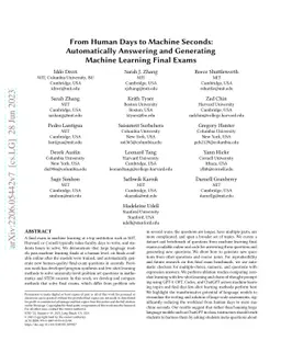 From Human Days to Machine Seconds: Automatically Answering and
  Generating Machine Learning Final Exams