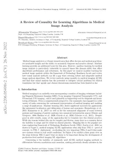 A Review of Causality for Learning Algorithms in Medical Image Analysis