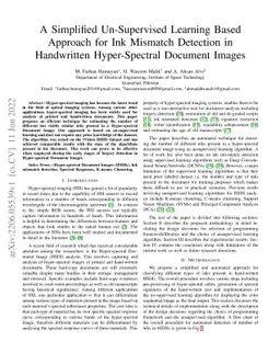 A Simplified Un-Supervised Learning Based Approach for Ink Mismatch
  Detection in Handwritten Hyper-Spectral Document Images