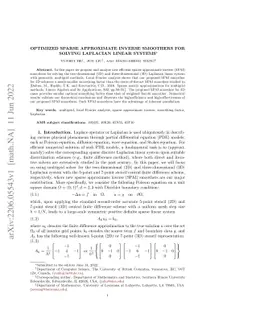 Optimized sparse approximate inverse smoothers for solving Laplacian
  linear systems