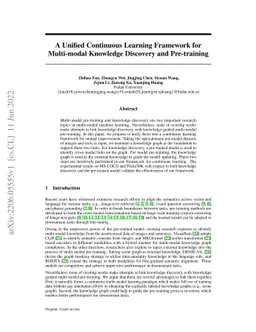 A Unified Continuous Learning Framework for Multi-modal Knowledge
  Discovery and Pre-training