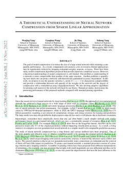 A Theoretical Understanding of Neural Network Compression from Sparse
  Linear Approximation