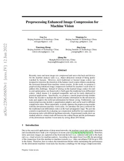 Preprocessing Enhanced Image Compression for Machine Vision