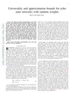 Universality and approximation bounds for echo state networks with
  random weights