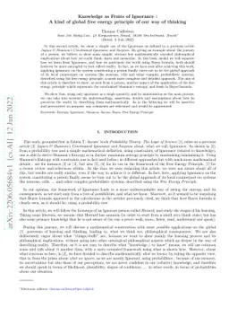 Knowledge as Fruits of Ignorance: A global Free Energy Principle of our
  way of thinking