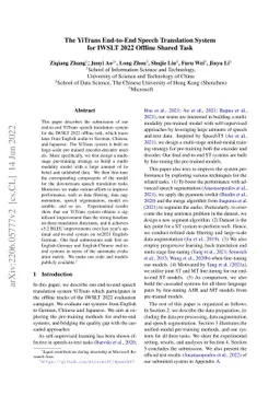 The YiTrans End-to-End Speech Translation System for IWSLT 2022 Offline
  Shared Task