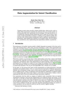 Data Augmentation for Intent Classification